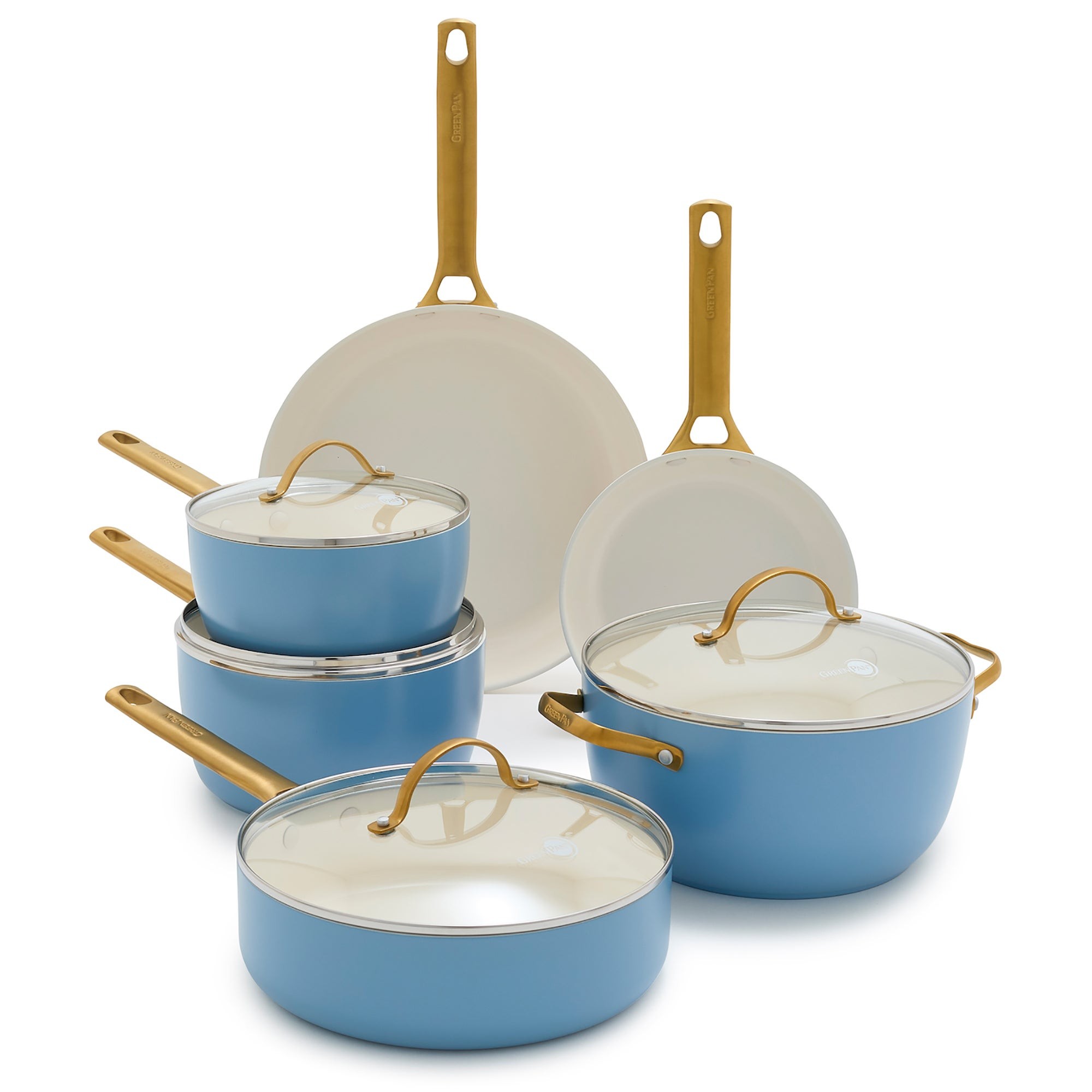 Reserve Ceramic Nonstick 10pc Cookware Set Sky Blue
