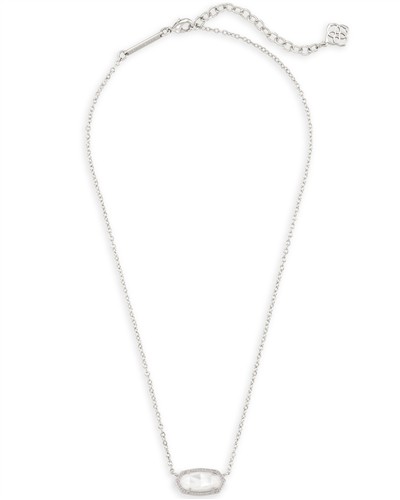 Kendra Scott Elisa Silver Pendant Necklace in Ivory Mother-of-Pearl