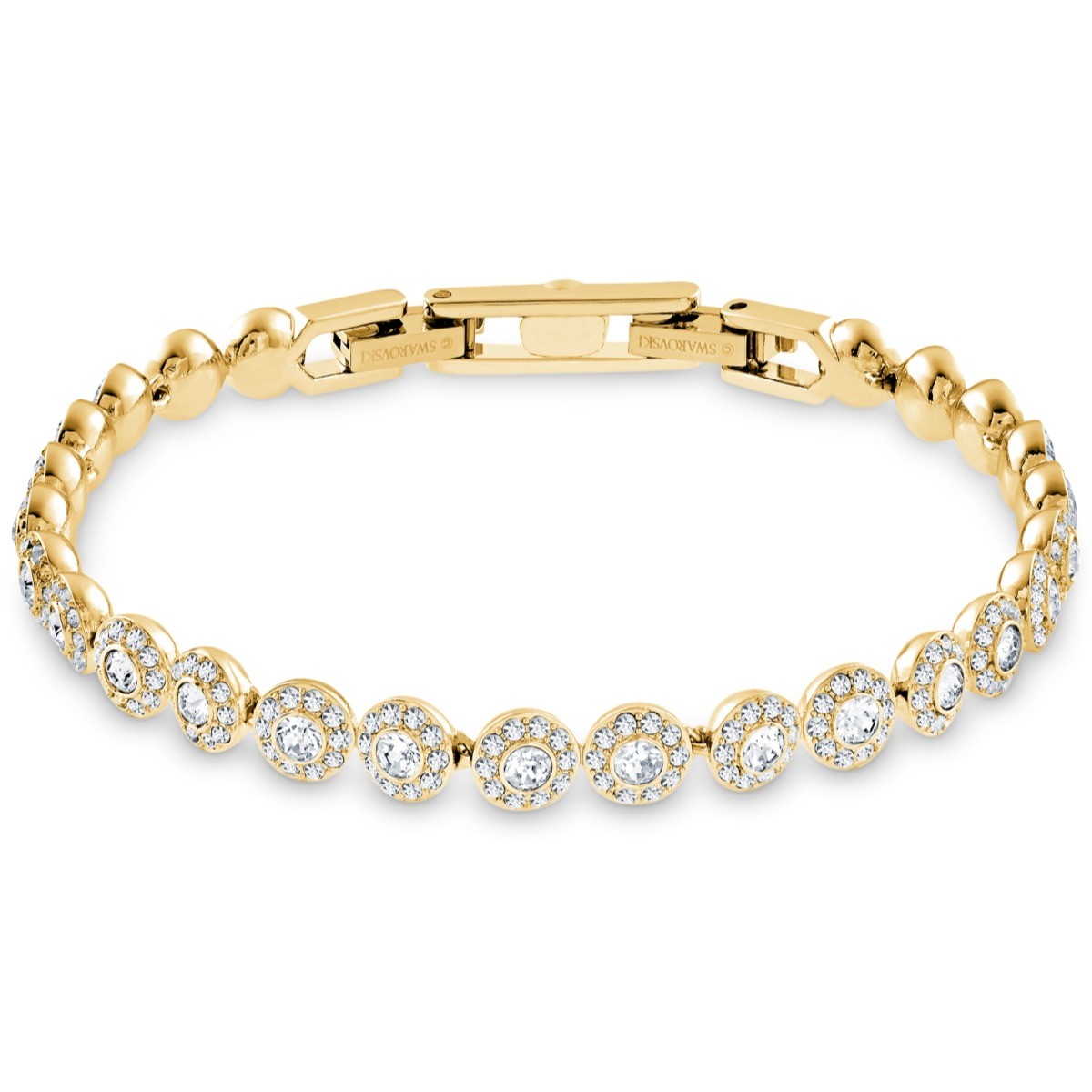Angelic Tennis bracelet, Round cut, Pavé, Medium, White, Gold-tone plated
