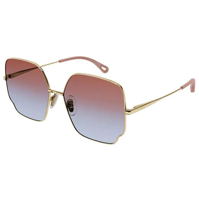 Ladies Oversized Square Shape Sunglasses - (Gold)