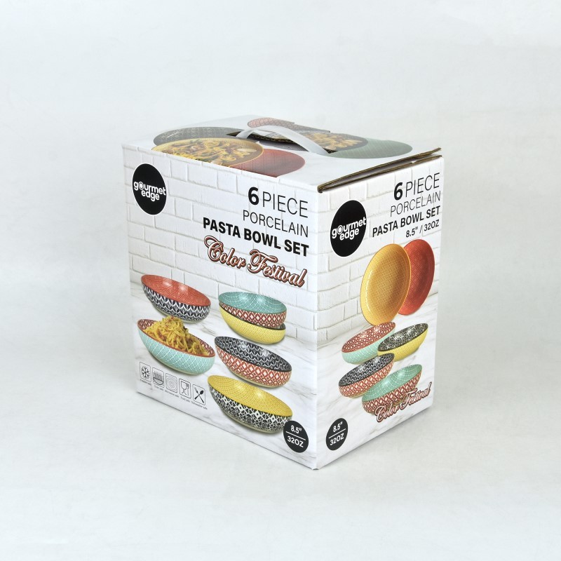 6 Pcs Color Festival 8.5inch Pasta Bowl