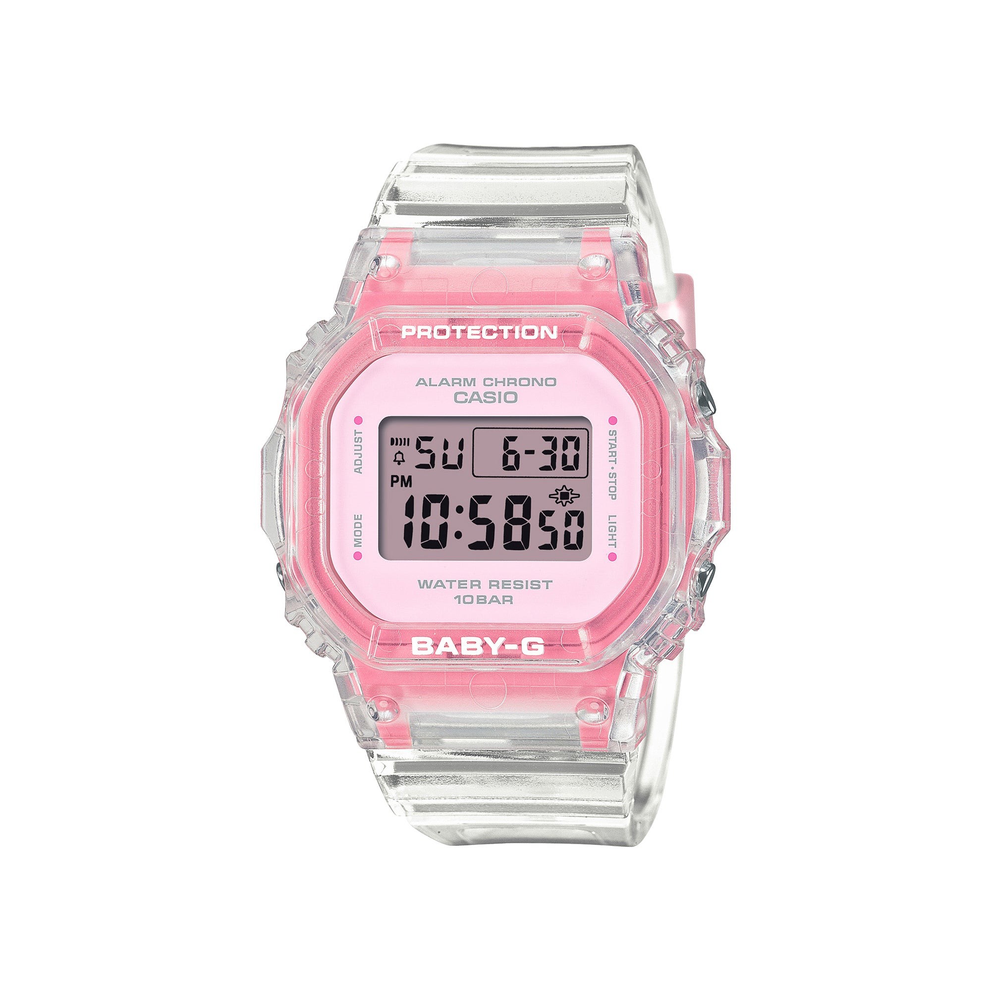 Ladies' Baby-G Digital Pink & Clear Jelly Resin Watch