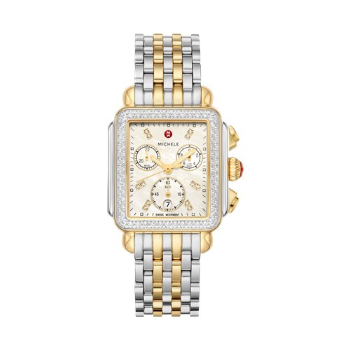 Michele Deco Two-Tone 18k Gold Diamond Watch