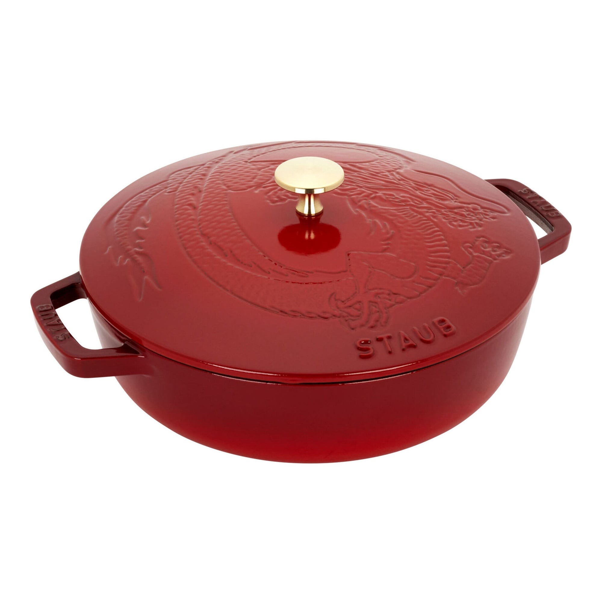 3.75qt Cast Iron Braiser w/ Dragon Lid Cherry