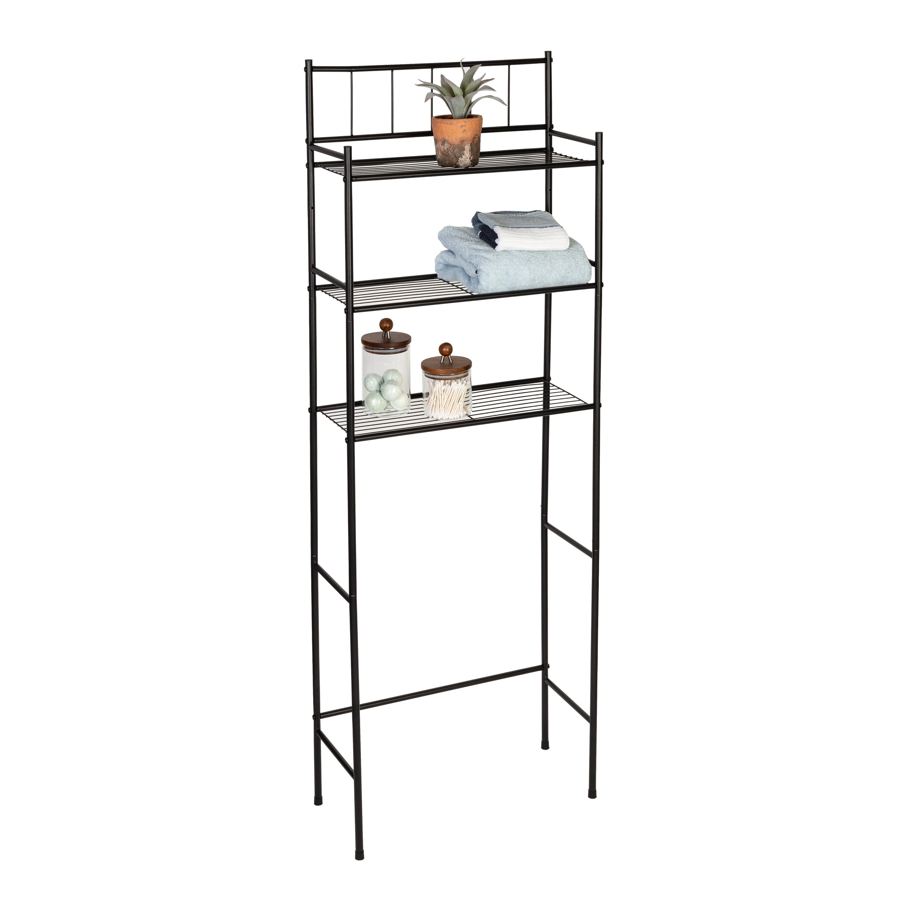 Over The Toilet Space Saver Shelving Unit Black
