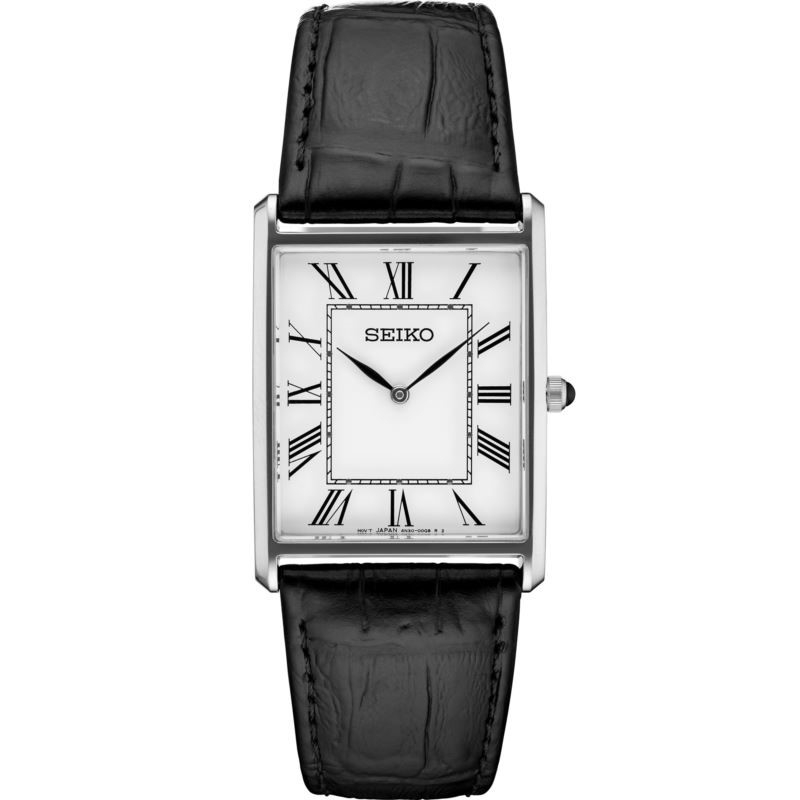 Mens Essentials Stainless-Steel Watch - (Black Leather Band)
