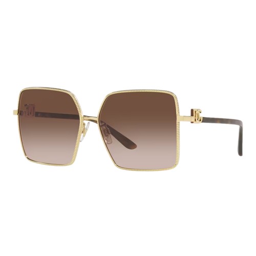 Dolce & Gabbana Womens DG2279 Sunglasses, Gold/Brown Gradient, Size 60 frame Gold/Brown Gradient