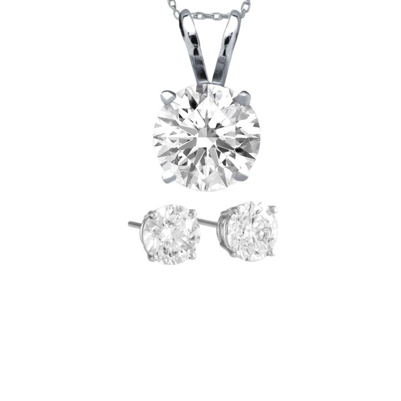 Royal Stud Earrings and Dream Necklace in 14k with .05 ct Diamonds