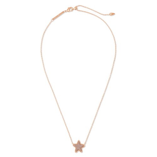 Kendra Scott Jae Star Rose Gold Pendant Necklace in Rose Gold Drusy