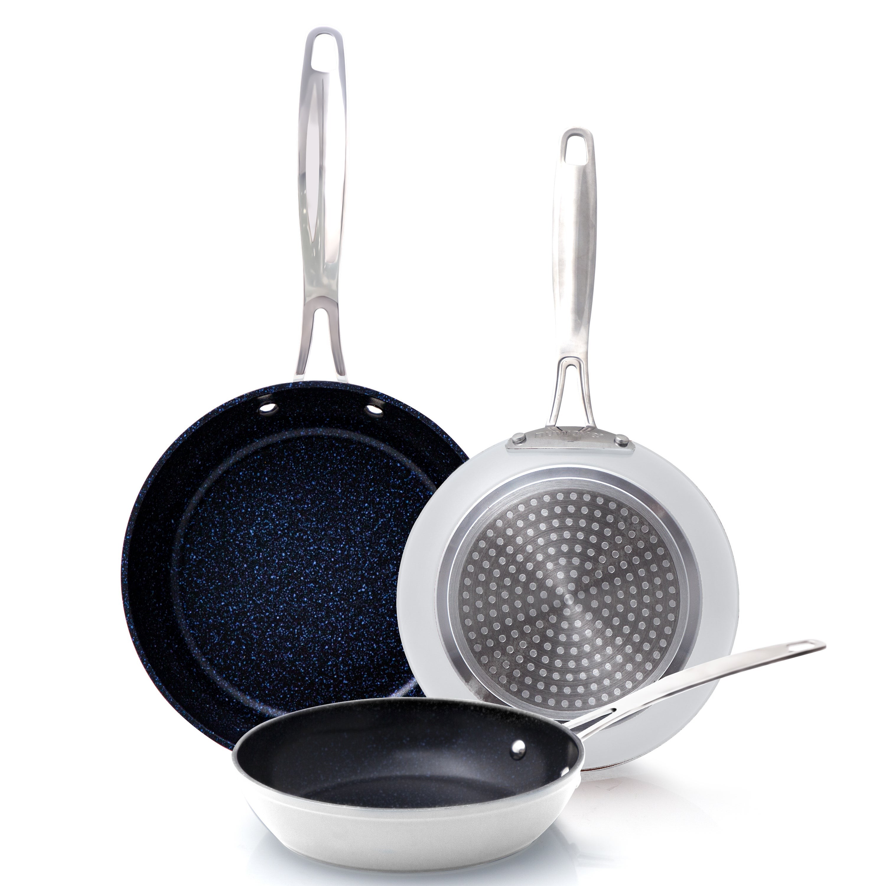 Duralon Blue 3pc Nonstick Fry Pan Set Vanilla Cream