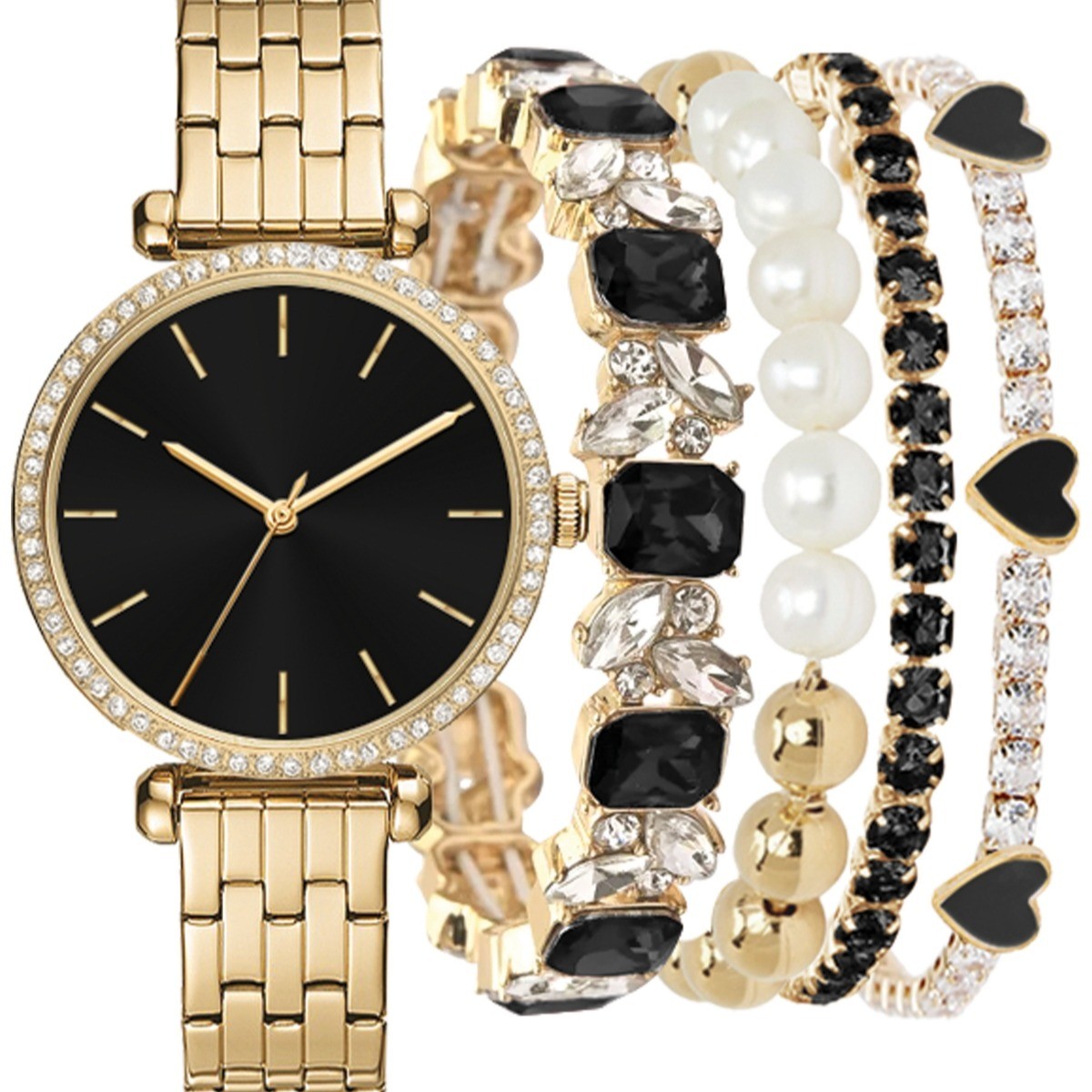 Gold and Black Watch Set