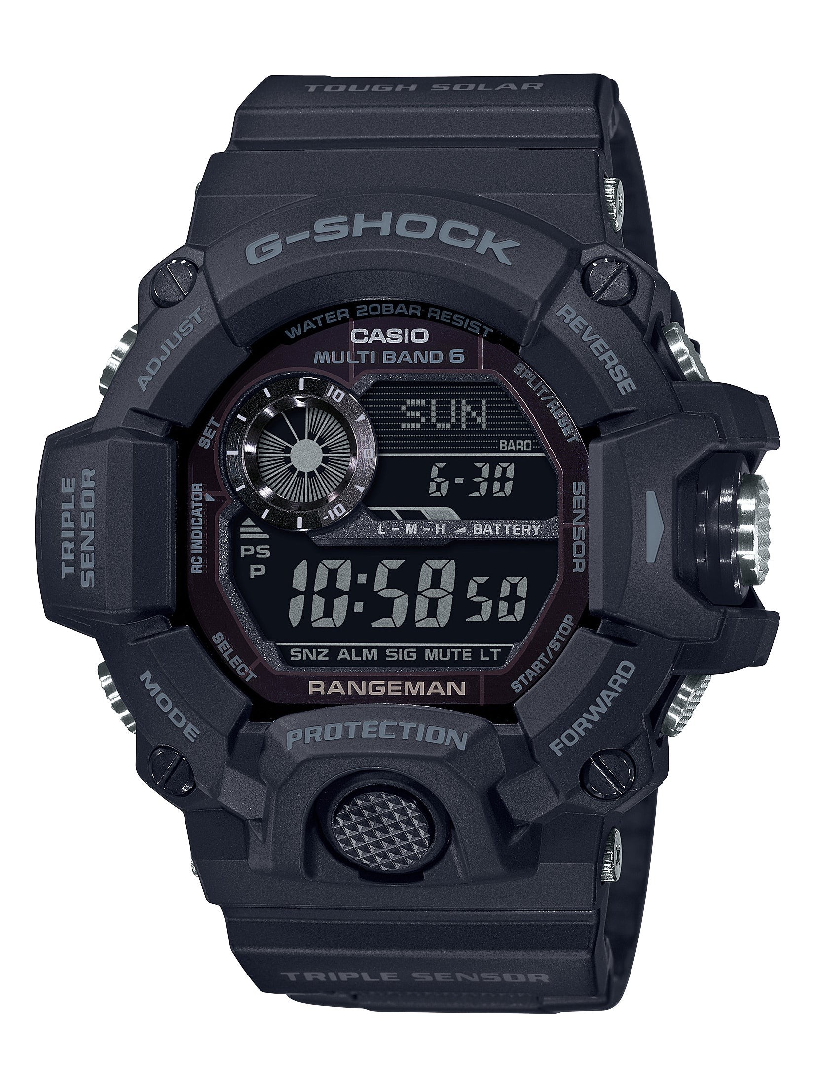 Mens Master of G Rangeman Solar Digital Black Resin Watch