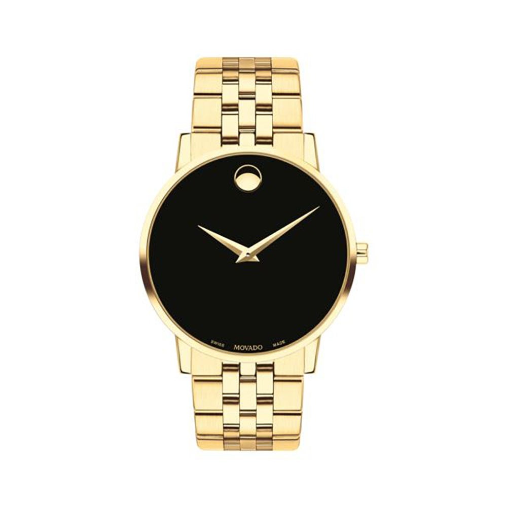 Mens Museum Gold-Tone Stainless Steel Watch Black Dial