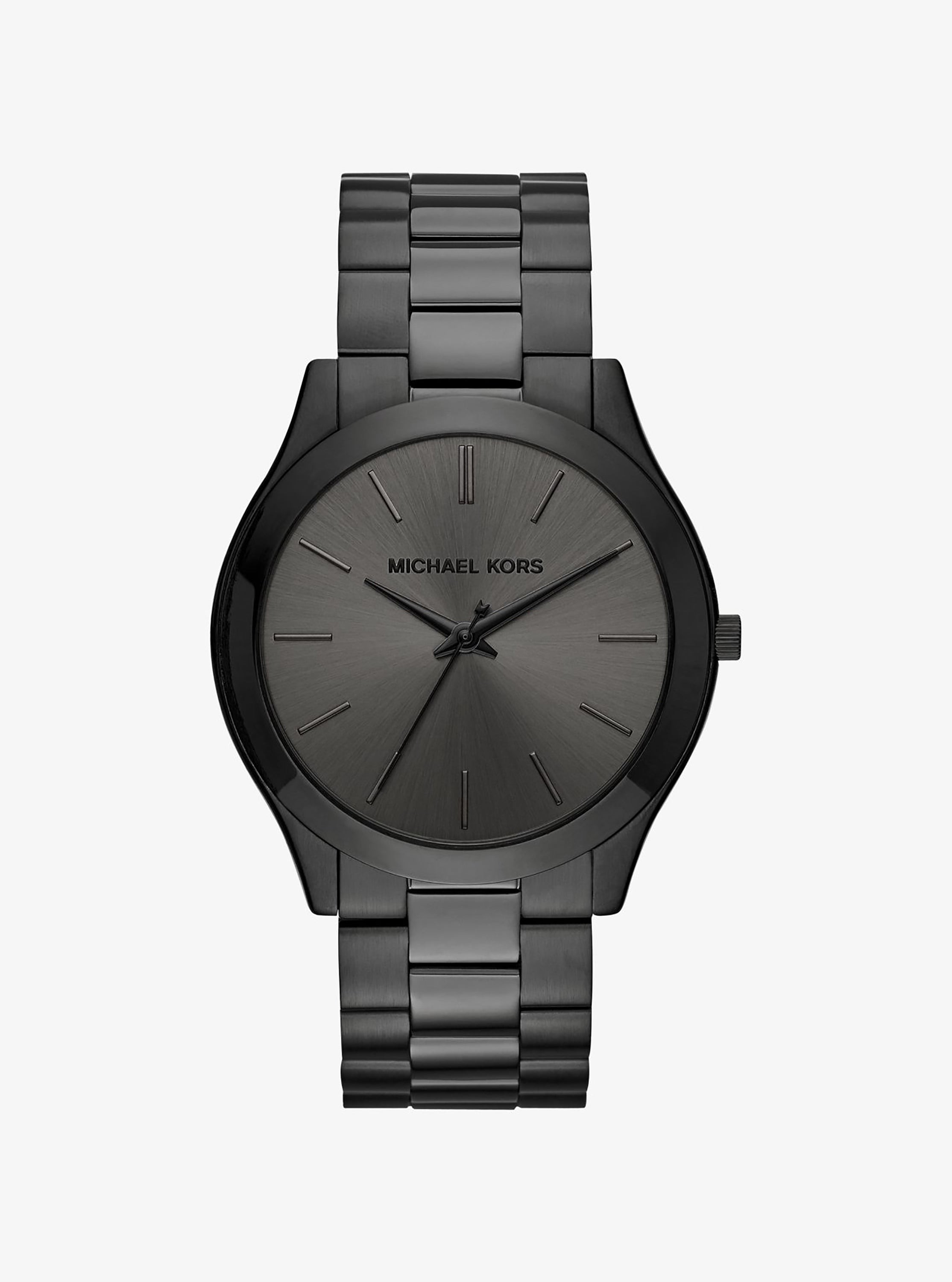 Mens Slim Runway Black Ion-Plated Stainless Steel Watch Black Dial