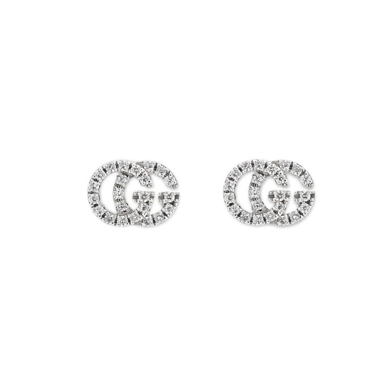 18 KT Stud Earrings In White Gold With Diamonds