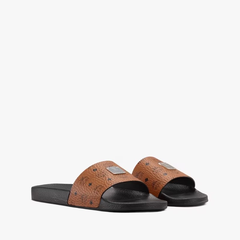 Men Cognac Visetos Slides - Size 42